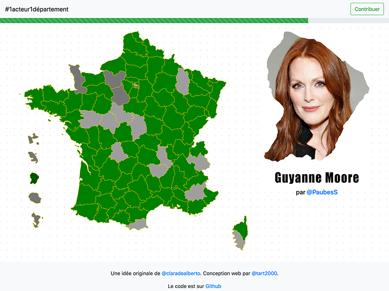 #1acteur1département - A collective joke with puns on French Geography